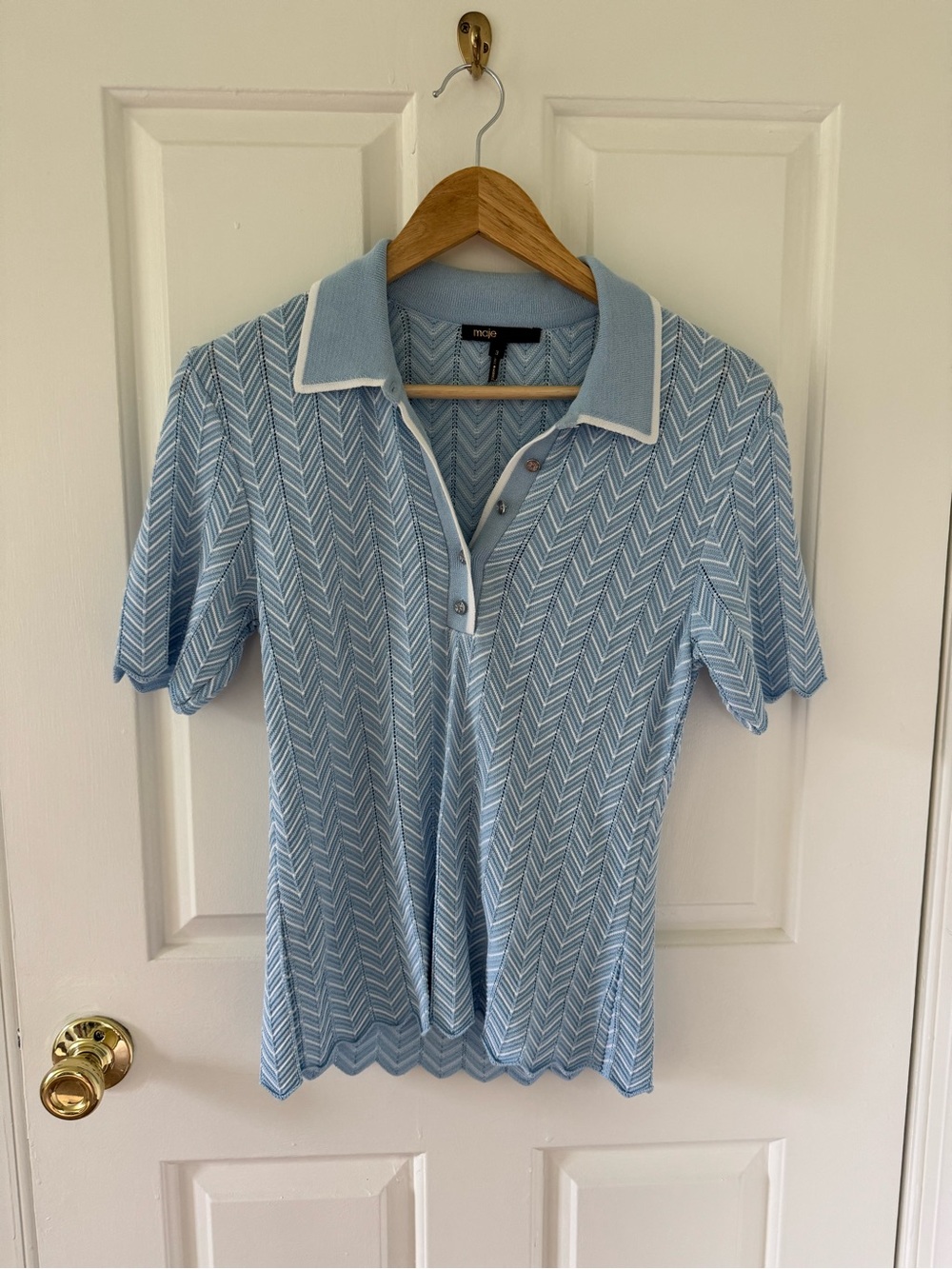 Maje light blue chevron polo